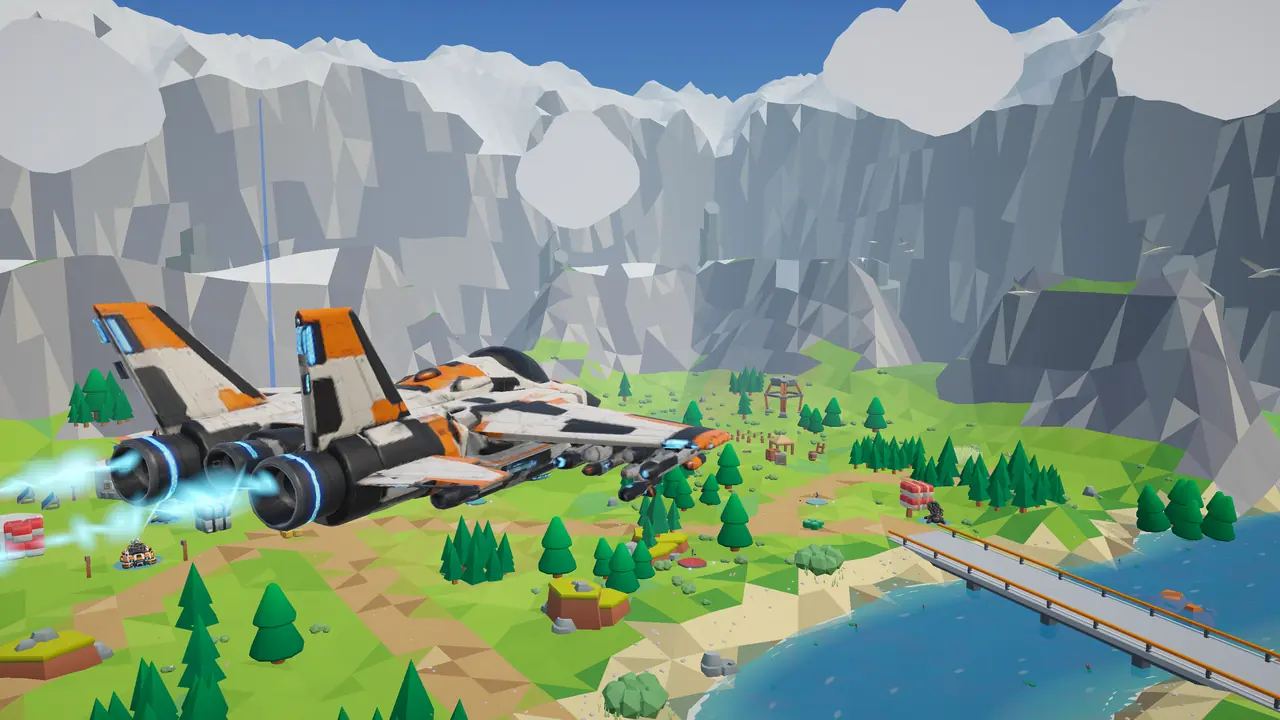 Jet HALCÓN-X7 en vuelo sobre el valle